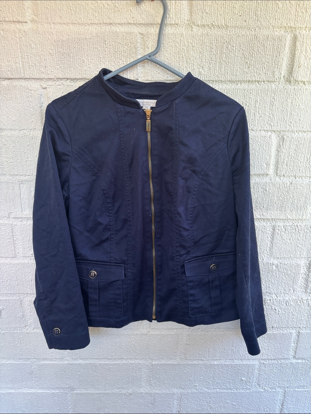 Charter Club Utility Gold Button Navy Jacket sz 12P